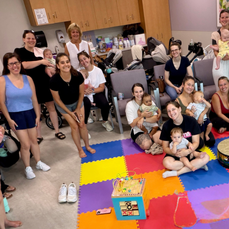 Group of mothers meeting at a perinatal mood and anxiety disorder center for postpartum depression support